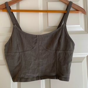 American Eagle Army Green Cropped Tank Top NEW